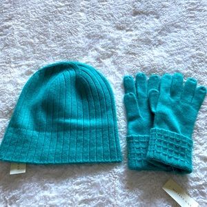 Ann Taylor 100% cashmere beanie and gloves